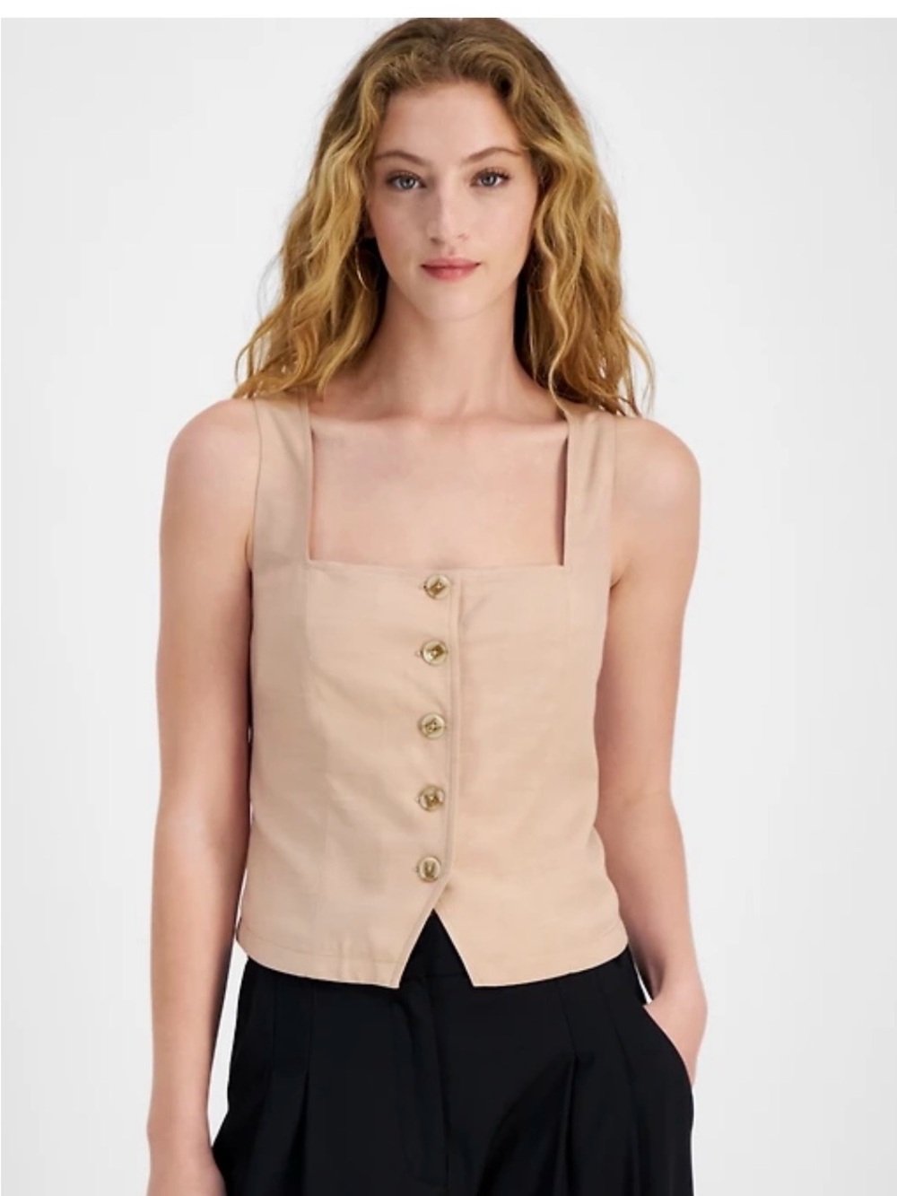 Bar III Blush Two-Piece Wide-Leg Pants and Button Vest Set - Picture 2 of 7